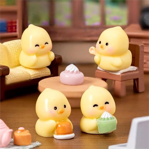 Hinge Heads Decorative Topper Set 4PCS, Home Decoration,Magnetic Hinge Head Toppers Door Hinge, Cute Mini Creative The Little Chicken Eating Dessert in Saudi Arabia