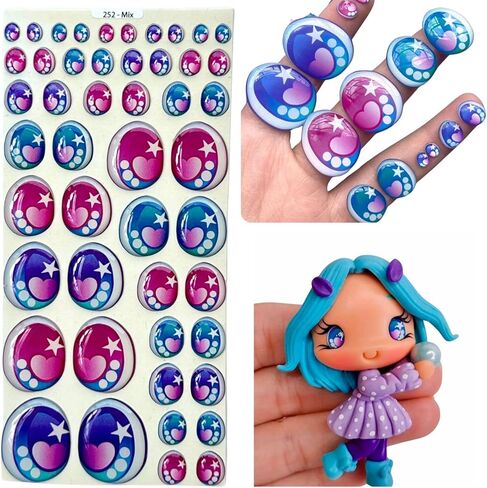 Adhesive or Self-Adhesive 3D Resin Eyes, Eye Stickers for All Types of Materials Googly Eyes, Crafts Decoration - 29 Pairs in Brown, (Various Sizes in The Same Blister). in Kuwait