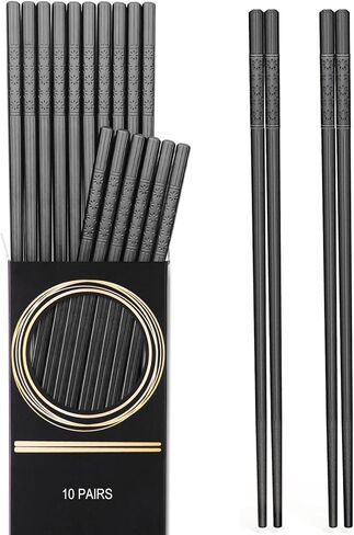 GLAMFIELDS 10 أزواج من عيدان تناول الطعام المصنوعة من الألياف الزجاجية، أعواد تقطيع صينية يابانية قابلة لإعادة الاستخدام، آمنة للاستخدام في غسالة الأطباق، غير قابلة للانزلاق، 22.86 سم in Kuwait