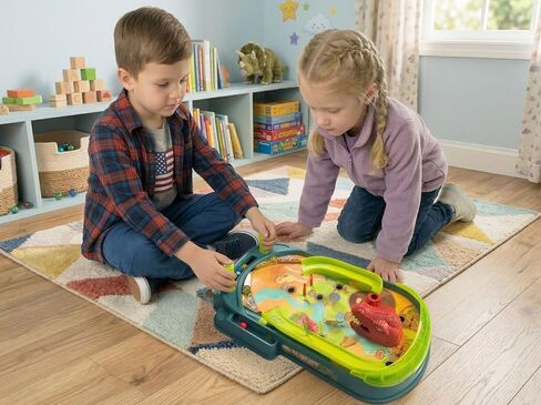 Dinosaur Pinball Machine for Kids - DIY Tabletop Arcade Game with Scoring, Multi-Track Dynamic Play, Prehistoric Stickers Included - STEM Educational Toy Gift for Boys & Girls Ages 3-14 in Kuwait