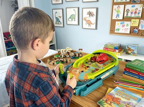 Dinosaur Pinball Machine for Kids - DIY Tabletop Arcade Game with Scoring, Multi-Track Dynamic Play, Prehistoric Stickers Included - STEM Educational Toy Gift for Boys & Girls Ages 3-14 in Kuwait