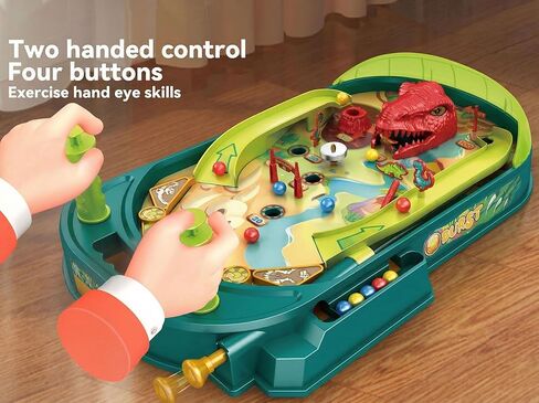 Dinosaur Pinball Machine for Kids - DIY Tabletop Arcade Game with Scoring, Multi-Track Dynamic Play, Prehistoric Stickers Included - STEM Educational Toy Gift for Boys & Girls Ages 3-14 in Kuwait