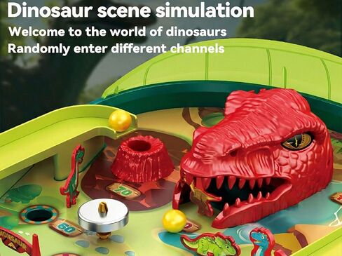 Dinosaur Pinball Machine for Kids - DIY Tabletop Arcade Game with Scoring, Multi-Track Dynamic Play, Prehistoric Stickers Included - STEM Educational Toy Gift for Boys & Girls Ages 3-14 in Kuwait