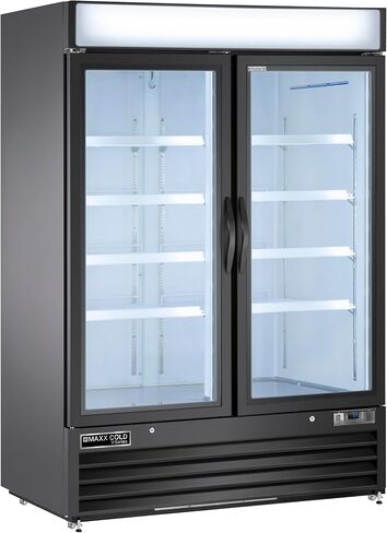 MAXX Cold V-Series Double Glass Door Merchandiser Refrigerator, 54" W, 48 cu. ft. Storage Capacity, in Black (MVMR48B) in Kuwait
