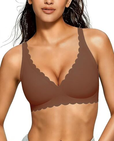 Avidlove Wireless Bra Womens Plunge V Neck Seamless Bras Full Coverage Everyday Bra in Saudi Arabia