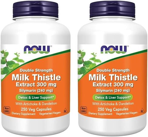 NOW Foods Supplements, Silymarin Milk Thistle Extract 300 mg with Artichoke and Dandelion, Double Strength, Supports Liver Function*, 250 Veg Capsules (1) in Saudi Arabia