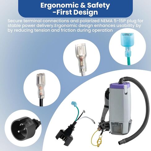 841724 استبدال مجموعة قابس الطاقة متوافق مع مكانس الظهر Proteam Super Coach Pro 10 & Pro 6 /ProVac FS 6، بديل متين لأجزاء فراغ Proteam in Kuwait