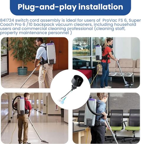 841724 استبدال مجموعة قابس الطاقة متوافق مع مكانس الظهر Proteam Super Coach Pro 10 & Pro 6 /ProVac FS 6، بديل متين لأجزاء فراغ Proteam in Kuwait