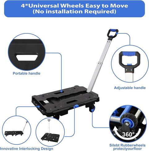 مجموعة LEADALLWAY مكونة من قطعتين منصة شاحنة قابلة للطي وتجميع عربات متعددة (24.4 بوصة طول × 17.7 بوصة عرض مع مقبض + 24.2 بوصة طول × 18.1 بوصة عرض) in Kuwait