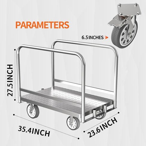 Foldable Panel Push Cart Dolly,Steel Plate Platform Truck,Heavy Duty Hand Truck Flatbed Cart,2200LBS Load Capacity with Rotating Wheels,Detachable Handle for Home Garage Warehouse and Workshop Use in Saudi Arabia