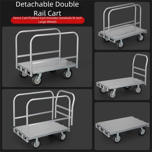 Foldable Panel Push Cart Dolly,Steel Plate Platform Truck,Heavy Duty Hand Truck Flatbed Cart,2200LBS Load Capacity with Rotating Wheels,Detachable Handle for Home Garage Warehouse and Workshop Use in Saudi Arabia