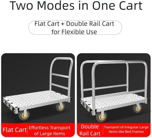 Foldable Panel Push Cart Dolly,Steel Plate Platform Truck,Heavy Duty Hand Truck Flatbed Cart,2200LBS Load Capacity with Rotating Wheels,Detachable Handle for Home Garage Warehouse and Workshop Use in Saudi Arabia