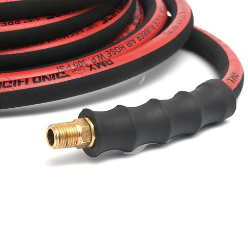BLUBIRD Dino-Hide 3/8" x 10' Heavy-Duty Rubber Air Hose, Lightweight, Corrosion-Resistant 1/4" Brass Fittings, 300 PSI, Ideal for Pneumatic Tools & Industrial Use in Saudi Arabia