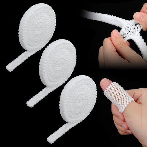 3 Rolls Tubular Bandage Finger Gauze, 2m Tubular Stretch Net Bandage, 0.6 Inch Elastic Gauze Wrap Roll for Wounds, Breathable Wound Dressing Elastic Mesh Net for Finger Toe Wounds, White in Saudi Arabia