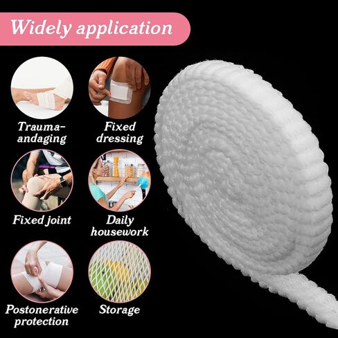 3 Rolls Tubular Bandage Finger Gauze, 2m Tubular Stretch Net Bandage, 0.6 Inch Elastic Gauze Wrap Roll for Wounds, Breathable Wound Dressing Elastic Mesh Net for Finger Toe Wounds, White in Saudi Arabia