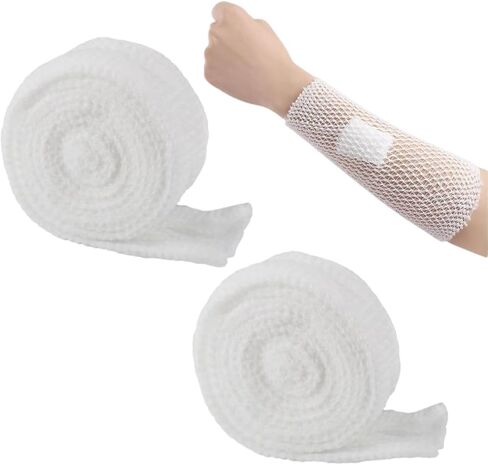 2 ضمادة أنبوبية ملفوفة، حزام أنبوبي لتثبيت الضمادات، أنبوب ستوكينيت من الشاش الأنبوبي للساقين، شبكة مطاطية للعناية بالجروح دون استخدام شريط لاصق (مقاسان) in Kuwait