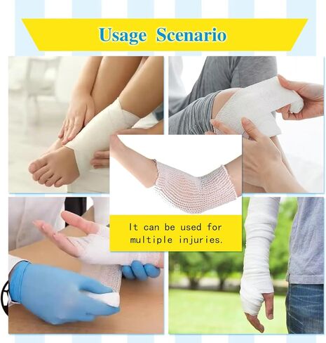 2 ضمادة أنبوبية ملفوفة، حزام أنبوبي لتثبيت الضمادات، أنبوب ستوكينيت من الشاش الأنبوبي للساقين، شبكة مطاطية للعناية بالجروح دون استخدام شريط لاصق (مقاسان) in Kuwait