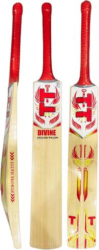 Titan English Willow Divine Cricket Bat – Full Size Short Handle – Lightweight & Handcrafted for Power and Control – Ideal for Club & League Play - Free Hard Leather Ball in Saudi Arabia
