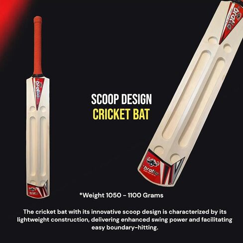 Scoop Jumbo Kashmir Willow Cricket Bat with Bat Cover - Adult Size, Lightweight Wooden Bat for Hard Tennis Ball and Softball Cricket in Kuwait