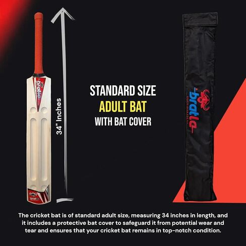 Scoop Jumbo Kashmir Willow Cricket Bat with Bat Cover - Adult Size, Lightweight Wooden Bat for Hard Tennis Ball and Softball Cricket in Kuwait