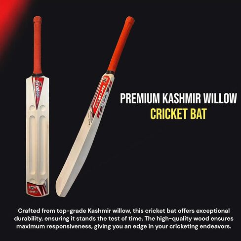 Scoop Jumbo Kashmir Willow Cricket Bat with Bat Cover - Adult Size, Lightweight Wooden Bat for Hard Tennis Ball and Softball Cricket in Kuwait