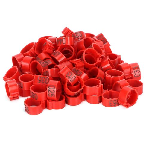 Foot Tag Clips Bird Ring Leg Bands, 100 pcs Numbered Bird Leg Bands Red 10-12mm(10mm red with Letter Ring) in Saudi Arabia