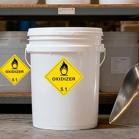 500 PCS Class 5.1 Oxidizer Labels 4 × 4 Inches DOT Hazardous Materials Warning Stickers Vinyl Self Adhesive Waterproof Label for Shipping Handling Transportation Storage in Saudi Arabia