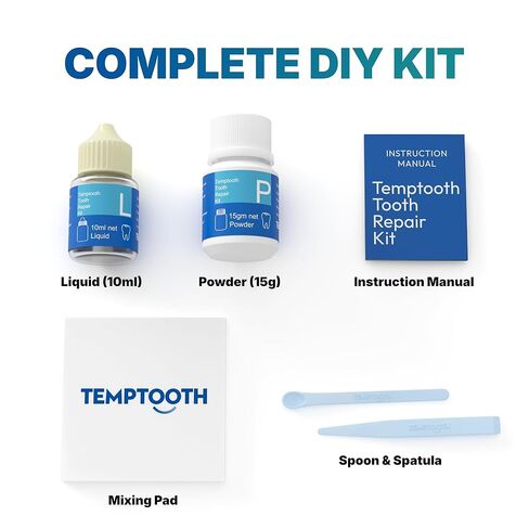 Temptooth Tooth Repair Kit for Temporary Tooth Filling, Cap and Bridge Repair – Easy At-Home Tooth Fix with Self-Curing Material and Universal Shade for Instant Dental Gaps, Chips and Lost Fillings in Kuwait