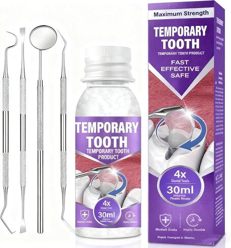 Tooth Repair Kit, Temporary Tooth Filling Kit with 30 Ml & 4 Dental Tool, Fixing Missing & Broken Tooth Replacements for Men and Women, Smile Confidently Again in Kuwait