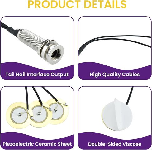 2 Pcs Piezo Pickups Transducer | 3-in-1 & 2-in-1 Pickup Combo | Self-Adhesive Piezo System | Acoustic Guitar, Violin, Ukulele & Cello in Saudi Arabia
