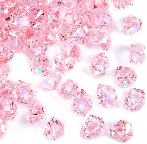DomeStar Dazzling Pink Ice Rocks, 180PCS Holographic Acrylic Crushed Ice Sparkling Fake Diamonds Holographic Plastic Gems for Vases Fillers Table Scatter Decoration in Kuwait