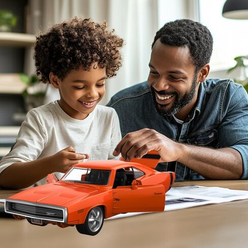 نموذج سيارات مصبوب بمقياس 1:36 لسيارة دودج تشارجر R/T 1970، سيارة لعبة سحب للخلف من سبائك الزنك مع عجلات مجانية، أبواب قابلة للفتح وغطاء للرأس هدية للأطفال والأولاد البالغين، برتقالي in Kuwait