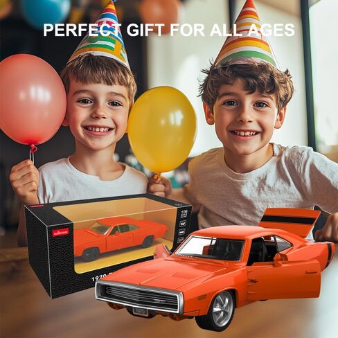نموذج سيارات مصبوب بمقياس 1:36 لسيارة دودج تشارجر R/T 1970، سيارة لعبة سحب للخلف من سبائك الزنك مع عجلات مجانية، أبواب قابلة للفتح وغطاء للرأس هدية للأطفال والأولاد البالغين، برتقالي in Kuwait