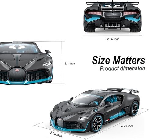 نموذج سيارات مصبوب بمقياس 1:43 لسيارة بوجاتي ديفو، سيارات لعبة معدنية مصبوبة من سبائك الزنك مع عجلات مجانية للأولاد والبنات هدية للأطفال، رمادي in Kuwait