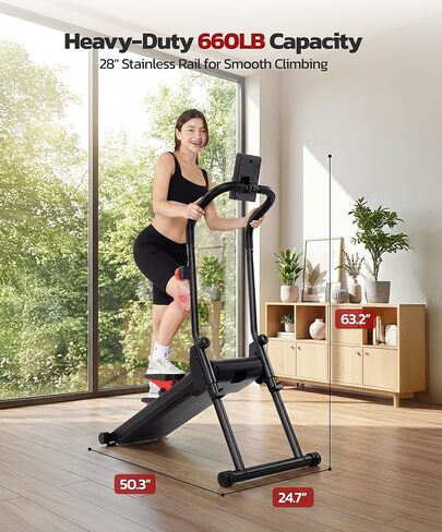 YOLEO Magnetic Stair Steppers for Exercise at Home, 16-Level Adjustable Resistance Up to 130LB, Folding Cardio Stairmaster with 28''Extended Stride&Low Noise,Stair Climber with HR Sensor for Full Body in Kuwait