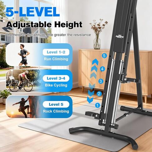 جهاز تمارين التسلق العمودي من relife لصالة الألعاب الرياضية المنزلية مع 4 قضبان توجيه معدنية قابلة للطي لتمارين التسلق وخطوات اللياقة البدنية وتمارين القلب و5 مستويات لارتفاعات الدرج 2026 إصدار أحدث in Kuwait