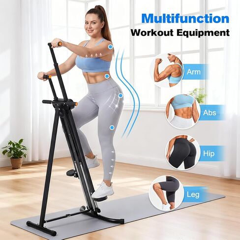 جهاز تمارين التسلق العمودي من relife لصالة الألعاب الرياضية المنزلية مع 4 قضبان توجيه معدنية قابلة للطي لتمارين التسلق وخطوات اللياقة البدنية وتمارين القلب و5 مستويات لارتفاعات الدرج 2026 إصدار أحدث in Kuwait