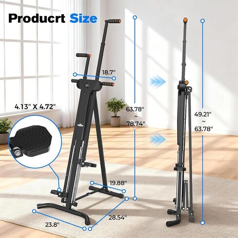 جهاز تمارين التسلق العمودي من relife لصالة الألعاب الرياضية المنزلية مع 4 قضبان توجيه معدنية قابلة للطي لتمارين التسلق وخطوات اللياقة البدنية وتمارين القلب و5 مستويات لارتفاعات الدرج 2026 إصدار أحدث in Kuwait