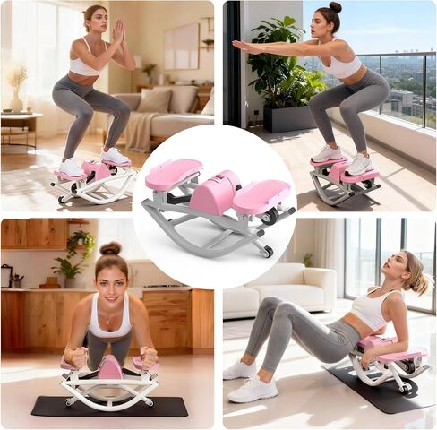 جهاز روك ستيبر للتمرين في المنزل، جهاز ستيبر هزاز جانبي مع عداد رقمي وأشرطة مقاومة، سعة وزن 330 رطل وتأثير منخفض، جهاز تزلج لكامل الجسم (وردي) in Kuwait