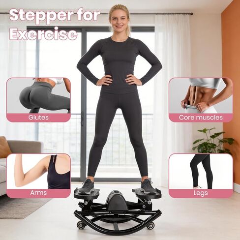 Steppers for Exercise at Home, Stepper Exercise Machine with 300 lbs Weight Capacity Abs Workout for Slim Waist and Core Ab Exercise, Noiseless Home Gym Equipment for Women Men in Kuwait
