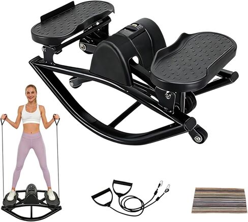جهاز روك ستيبر، جهاز لياقة هزاز جانبي من الجانب إلى الجانب، مع شاشة رقمية، أشرطة مقاومة، حصيرة غير قابلة للانزلاق، جهاز ستيبر لكامل الجسم، للشقة، تمرين غرفة المعيشة in Kuwait