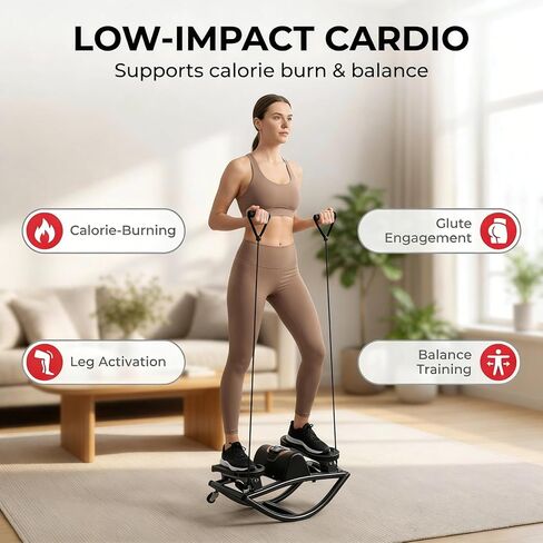 جهاز روك ستيبر، جهاز لياقة هزاز جانبي من الجانب إلى الجانب، مع شاشة رقمية، أشرطة مقاومة، حصيرة غير قابلة للانزلاق، جهاز ستيبر لكامل الجسم، للشقة، تمرين غرفة المعيشة in Kuwait