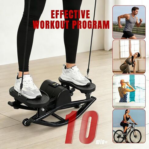 جهاز روك ستيبر، جهاز لياقة هزاز جانبي من الجانب إلى الجانب، مع شاشة رقمية، أشرطة مقاومة، حصيرة غير قابلة للانزلاق، جهاز ستيبر لكامل الجسم، للشقة، تمرين غرفة المعيشة in Kuwait