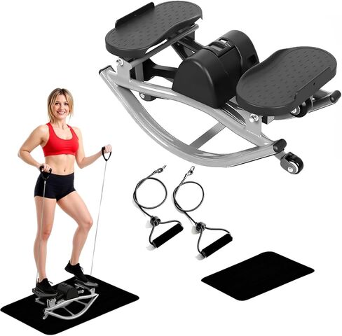 جهاز روك ستيبر مع شاشة رقمية، جهاز روك ستيبر مدمج منخفض التأثير من الجانب إلى الجانب مع أشرطة مقاومة وحصيرة أرضية غير قابلة للانزلاق، محمول روك ستيبر للمنزل، الشقة، المهجع، المكتب in Kuwait