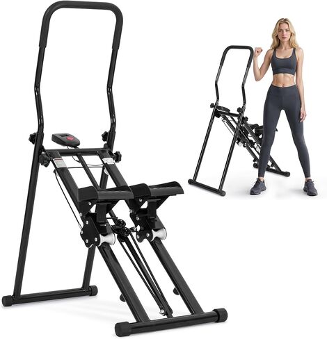 BODIOO Stair Stepper لصالة الألعاب الرياضية المنزلية، متسلق الدرج مع مقود قابل للتعديل ودواسات مزدوجة مائلة، متسلق تمرين القلب المدمج القابل للطي لتمرين الجسم بالكامل in Kuwait