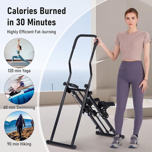 BODIOO Stair Stepper لصالة الألعاب الرياضية المنزلية، متسلق الدرج مع مقود قابل للتعديل ودواسات مزدوجة مائلة، متسلق تمرين القلب المدمج القابل للطي لتمرين الجسم بالكامل in Kuwait