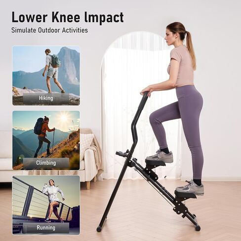 BODIOO Stair Stepper لصالة الألعاب الرياضية المنزلية، متسلق الدرج مع مقود قابل للتعديل ودواسات مزدوجة مائلة، متسلق تمرين القلب المدمج القابل للطي لتمرين الجسم بالكامل in Kuwait