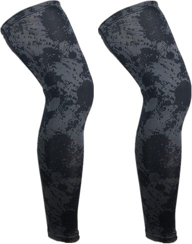 رياضية غير قابلة للانزلاق، ضغط كامل للركبة وأكمام طويلة للبالغين من الرجال والنساء ودعم ربلة الساق لكرة السلة وكرة القدم (رمادي، متوسط) in Kuwait