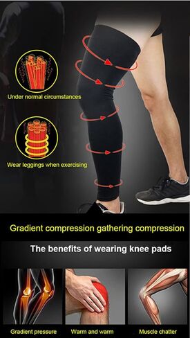 رياضية غير قابلة للانزلاق، ضغط كامل للركبة وأكمام طويلة للبالغين من الرجال والنساء ودعم ربلة الساق لكرة السلة وكرة القدم (رمادي، متوسط) in Kuwait