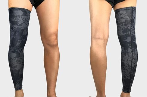 رياضية غير قابلة للانزلاق، ضغط كامل للركبة وأكمام طويلة للبالغين من الرجال والنساء ودعم ربلة الساق لكرة السلة وكرة القدم (رمادي، متوسط) in Kuwait